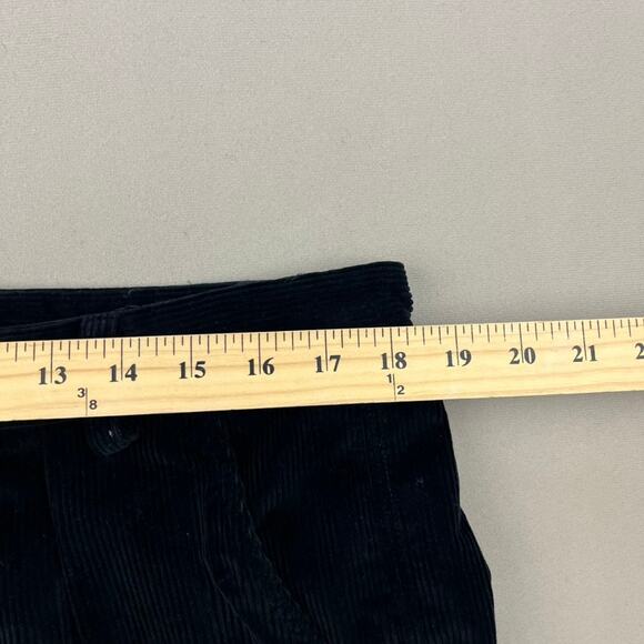 R.Swiader Pants Corduroy Mens 34 Black Trousers Pleated Straight Leg Button Fly - Picture 8 of 12